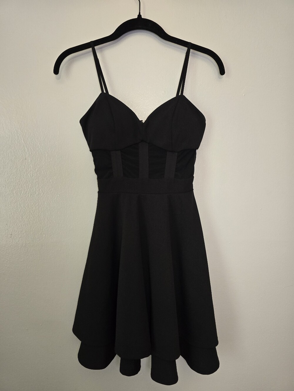 Honey and Rosie Black Spaghetti-Strap Fit & Flare Mini Dress